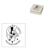 Mystic Moon Cat mit Blume, Ex Libris Book Gummistempel (Stempel)