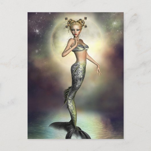 Mystic Moon Mermaid Postkarte (Vorderseite)