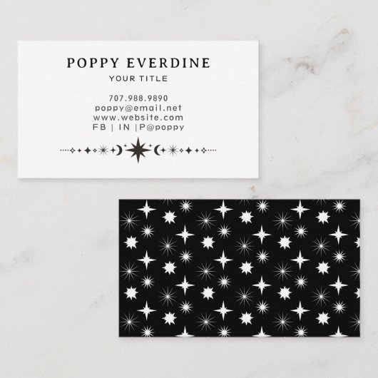 Mystic Moon Stars Business Card Visitenkarte (Vorne/Hinten)
