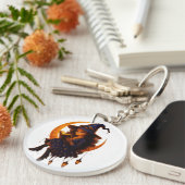 "Mystic Moon Witch - Gerahmte Keramik Art Tile" Schlüsselanhänger (Vorderseite rechts)