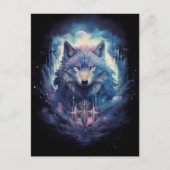 Mystic Moon Wolf Guardian Ankündigungspostkarte (Vorderseite)