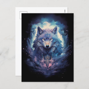 Mystic Moon Wolf Guardian Feiertagspostkarte