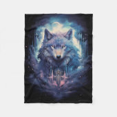 Mystic Moon Wolf Guardian Fleecedecke (Vorderseite)