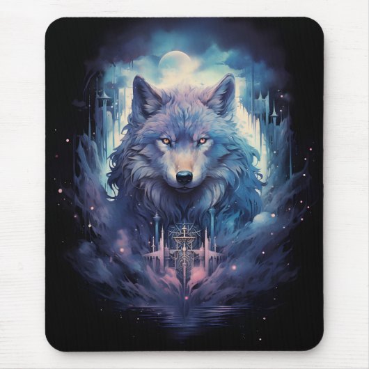 Mystic Moon Wolf Guardian Mousepad (Vorne)