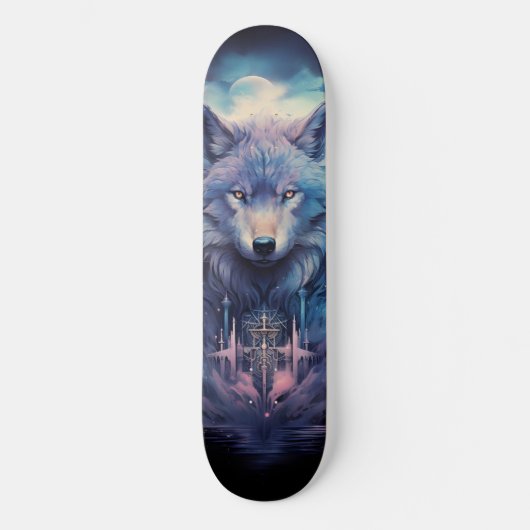 Mystic Moon Wolf Guardian Skateboard (Vorderseite)