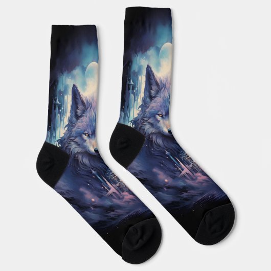 Mystic Moon Wolf Guardian Socken (Rechts)
