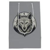 Mystic Moon Wolf Leiter Vintag Design Mittlere Geschenktüte (Rückseite)