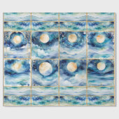 Mystic Moonlight Stars Ocean Blue Sea Decoupage Geschenkpapier (Flach)