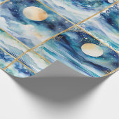 Mystic Moonlight Stars Ocean Blue Sea Decoupage Geschenkpapier (Ecke)
