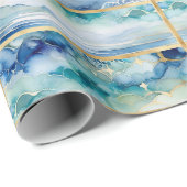Mystic Moonlight Stars Ocean Blue Sea Decoupage Geschenkpapier (Rolleneckpunkt)