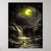 Mystic Moonlit Höhle - Monochrome Glow Poster (Vorne)