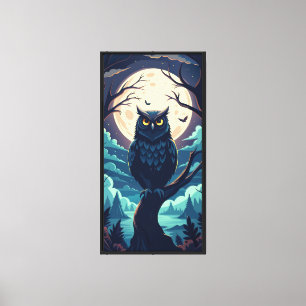 Mystic Moonlit Owl Vector Art Leinwanddruck