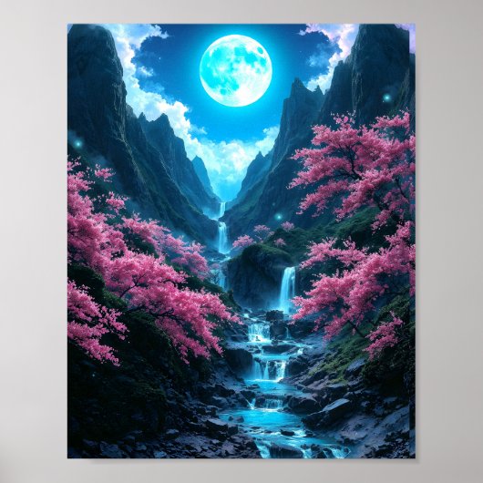 Mystic Moonlit Valley Poster (Vorne)