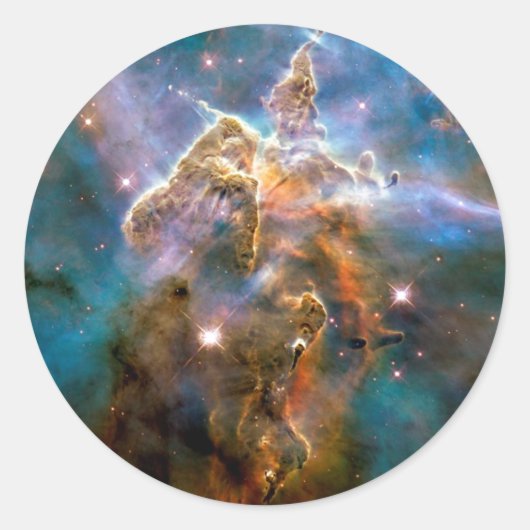 Mystic Mountain Carina Nebula Hubble Space Foto Runder Aufkleber (Vorderseite)