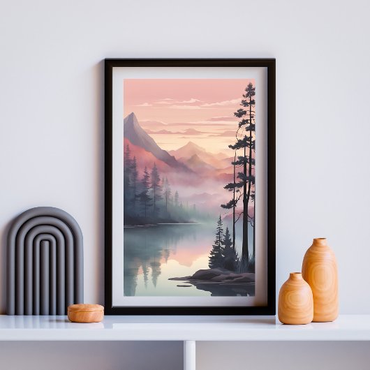 Mystic Mountain Lake at Dawn Poster