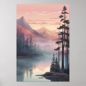 Mystic Mountain Lake at Dawn Poster (Vorne)