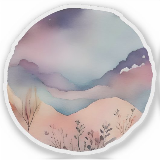 Mystic Mountain Serenity Watercolor Aufkleber (Vorderseite)