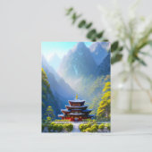 Mystic Mountain Temple Postkarte (Stehend Vorderseite)