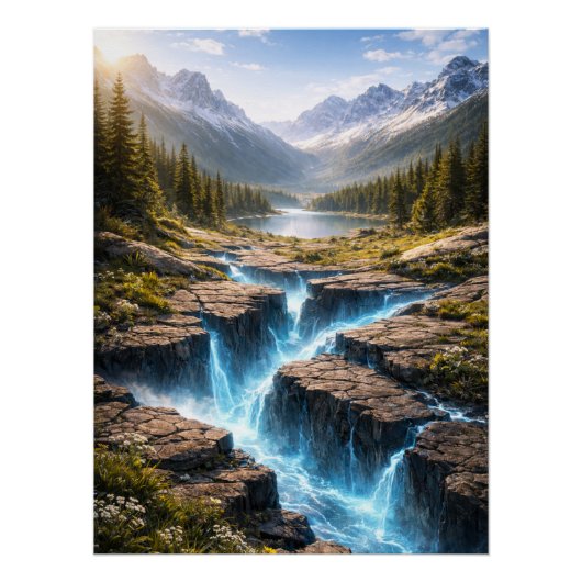 Mystic Mountain Valley – Fantasy Nature Landscape Poster (Vorderseite)