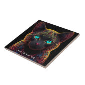 Mystic Neon Mandala Cat Psychedelic Feline Fantasy Fliese (Seite)
