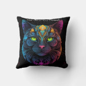 Mystic Neon Mandala Cat Psychedelic Feline Fantasy Kissen (Rückseite)