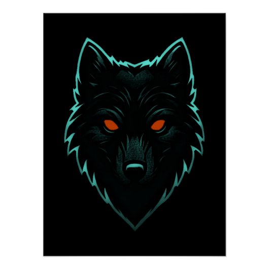 Mystic Neon Wolf Design Poster (Vorderseite)