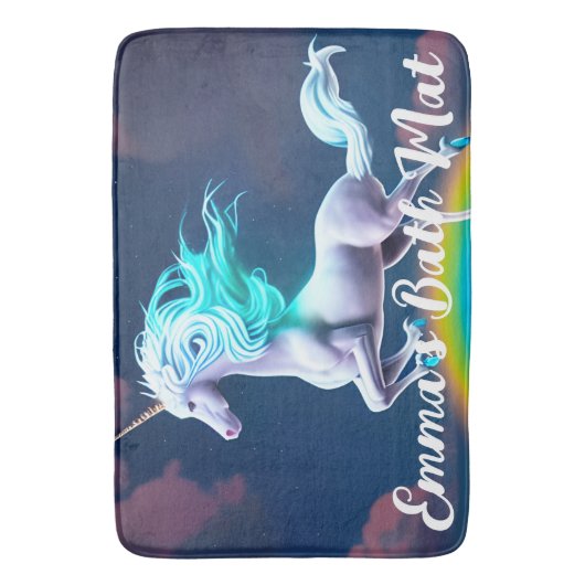 Mystic Night Flying Unicorn Rainbow Badematte (Vorderseite Vertikal)