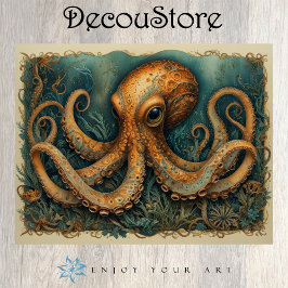 Mystic Octopus Vintage Nautical Fantasy Decoupage Seidenpapier