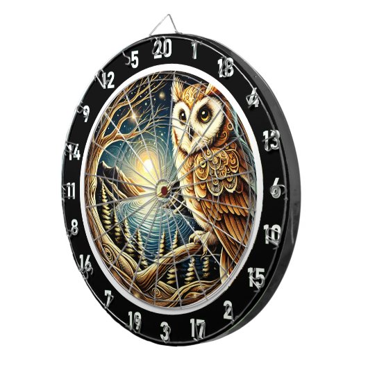 Mystic Owl Forest Art Dartscheibe (Vorderseite rechts)