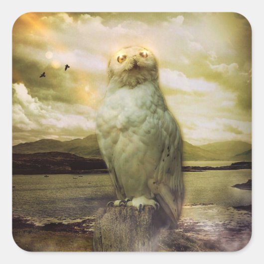 Mystic Owl Quadratischer Aufkleber (Vorderseite)