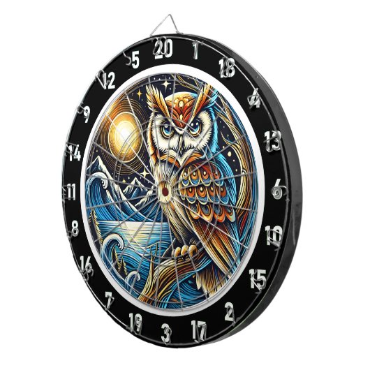 Mystic Owl Starlit Dartboard Design Dartscheibe (Vorderseite rechts)