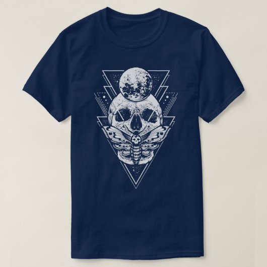 Mystic Pagan Skelett von Kristallmond und Todesmot T-Shirt (Design vorne)