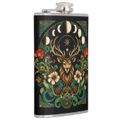 Mystic Pagan Stag and Moon Phase Flachmann (Rechts)