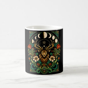 Mystic Pagan Stag and Moon Phase Kaffeetasse