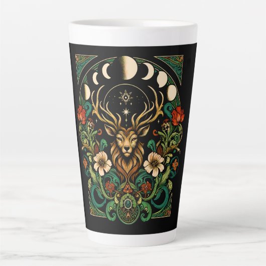 Mystic Pagan Stag and Moon Phase Milchtasse (Vorderseite)