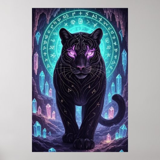 Mystic Panther Wall Art – Guardian of Crystals Poster (Vorne)