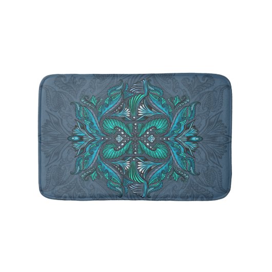 Mystic Peacock Feathers Badematte (Vorderseite)