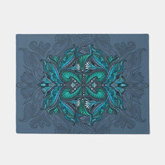 Mystic Peacock Feathers Fußmatte (Vorderseite)