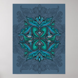 Mystic Peacock Feathers Poster