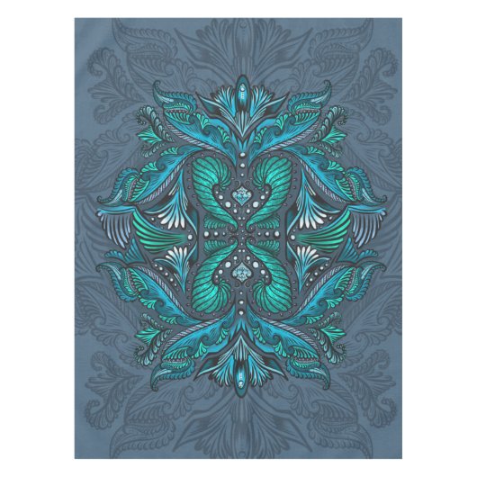 Mystic Peacock Feathers Tischdecke (Vorderseite)