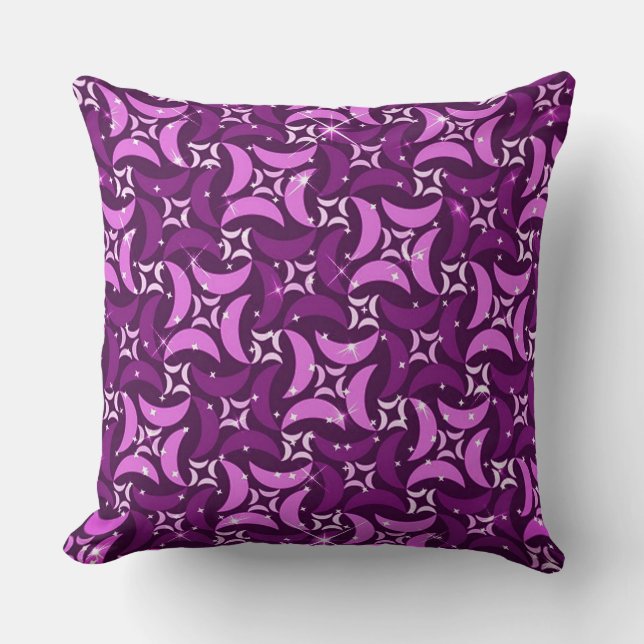 Mystic Pink Moons Pattern Throw Kissen (Vorderseite)