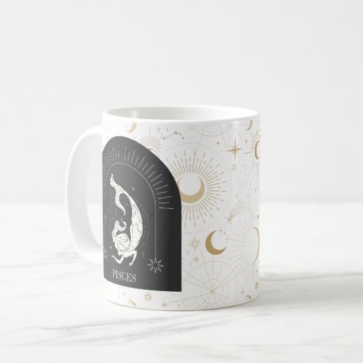 Mystic Pisces Zodiac Stars Horoskop Kaffeetasse (Vorderseite Links)