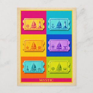 Mystic Postkarte Connecticut Mystic Ticket Vintage