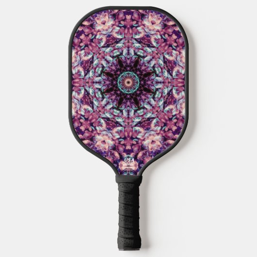 Mystic Purple Bioluminescent Kaleidoscope Art Pickleball Schläger (Vorderseite)