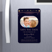 Mystic Rainbow Blue Sun Moon Stars Save the Date Magnet