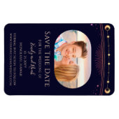 Mystic Rainbow Blue Sun Moon Stars Save the Date Magnet (Horizontal)