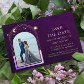 Mystic Rainbow Deep Plum Sun Moon Star Space Save The Date