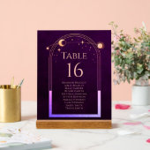 Mystic Rainbow Deep Plum Sun Moon Stars Space Acrylschild (Hochzeit)