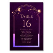 Mystic Rainbow Deep Plum Sun Moon Stars Space Tischnummer (Vorderseite)