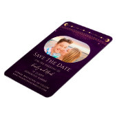 Mystic Rainbow Plum Sun Moon Star Save the Date Magnet (Linke Seite)